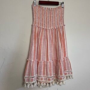 Blue Island Cotton Pom Pom Strapless Swim Coverup